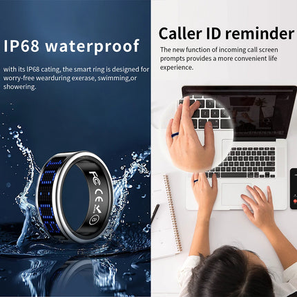 SR16 Display Screen Smart Ring Men Women Lightweight Call Reminder IP68 Waterproof Heart Rate Blood Oxygen Monitor Finger Ring