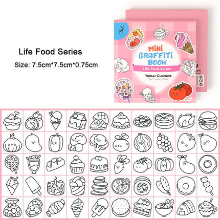 50Sheets/Pcs Mini Graffiti Notebook for Kids Cartoon Ocean Animal Food Party Space Color Filling Books Children Drawing Picture