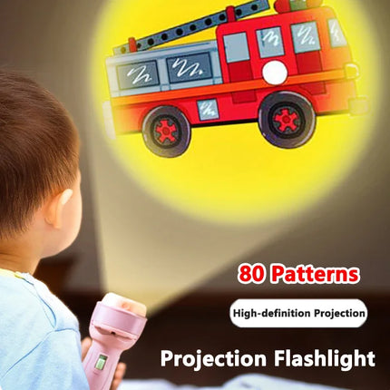 Baby Projector Torch 10Cards Cartoon Projection Flashlight 80 Patterns Creative Children Early Education Toy Sleeping Story Book