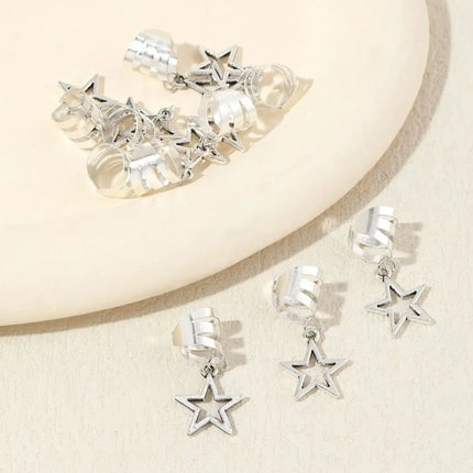 10pcs/set Star shape Metal Hair Ring, Dreadlocks Beads Hair Braid DIY Pendant Hair Accessories Metal Cuffs Decoration/Accessories