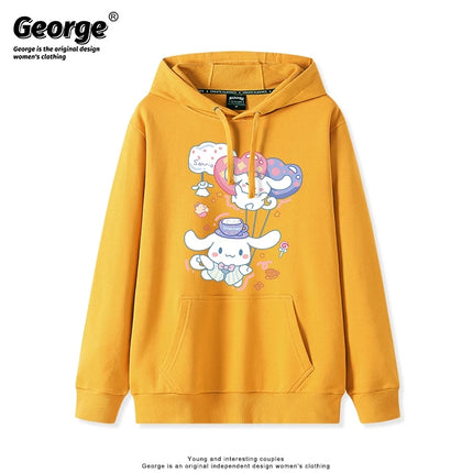 Korean Cute Cinnamoroll Hook Haze Blue Hooded Sweater Cute Girl Loose Versatile Girlfriend College Style Loose Long Sleeve Top