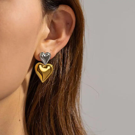 Fashionable elegant waterproof stainless steel bow heart-shaped pendant women's earrings jewelry party wedding 2025 new item