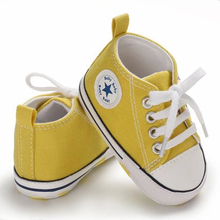 Baby Canvas Classic Sports Sneakers Newborn Baby Boys Girls Print Star First Walkers Shoes Infant Toddler Anti-slip Baby Shoes