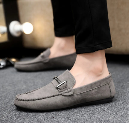 2025 Spring and Autumn driving soybean shoes business casual men's shoes versatile comfortable work shoes black and grey