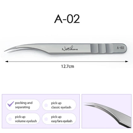 NATUHANA  Eyelash Extensions Tweezers Lash Artists High Precision Stainless Steel Superhard Anti-Static Tweezers Makeup Tools