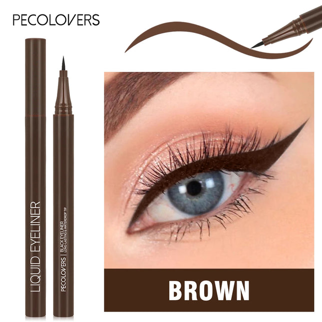 Brown Liquid Eyeliner Ultra-fine Waterproof Long-lasting Not Blooming Easy Wear Quick Drying Smooth Eyeliner Makeup Tools