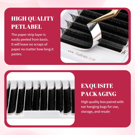 FADVAN YY Eyelashes Extension 2D/3D Faux Mink L+/L/LU(M)/C/D/DD 8-15mm Black/Brown Premade Fan Lashes Extension Makup Tools