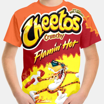 Creative Funny Chips 3d Printed Takis Customized Children Fashion T-Shirt Round Neck Short sleeve Boys Girls Kids Casual Tops