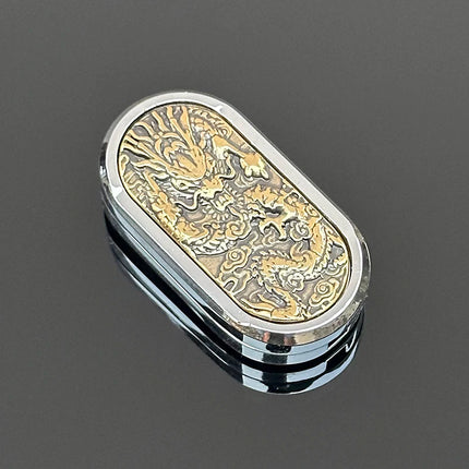 Dragon Pattern EDC Rhythm Direct Push Rotating Mechanical Metal Fingertip Push Card Decompression Desktop Toy Gift