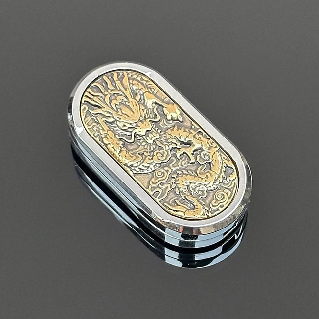 Dragon Pattern EDC Rhythm Direct Push Rotating Mechanical Metal Fingertip Push Card Decompression Desktop Toy Gift