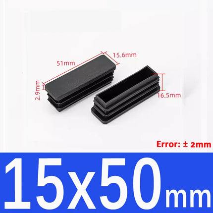 Black Plastic Square Oblong Pipe Plug 13x13mm~100x100mm Insert Table Chair Furniture Foot Cover Anti Slip Blanking End Cap