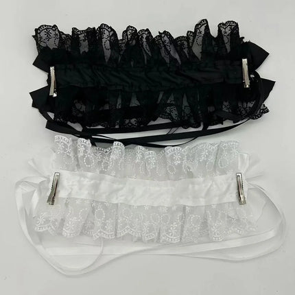 Harajuku Y2K Spicy Girl Lace Bow Headband Lolita Hair Accessory Japanese Dark Gothic JK Subculture Headwear Cosplay Headdress