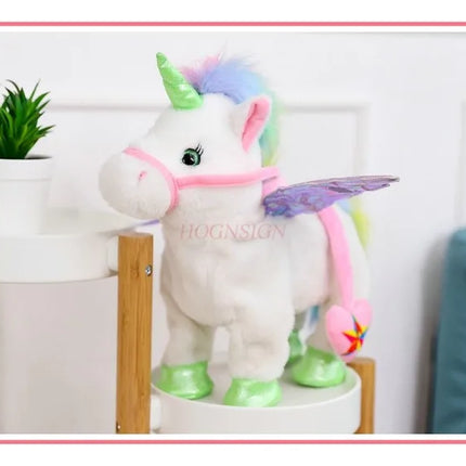 Unicorn Leading Rope Angel Horse Doll Walking Singing Electric Plush Toy Children's Gift