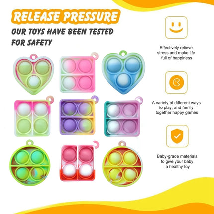 12/24/48Pcs Mini Pop Fidget Toy Pack Kit Keychain Stress Relief Toys Party Favors Office Desk Toy for Kids Adults Brinquedos