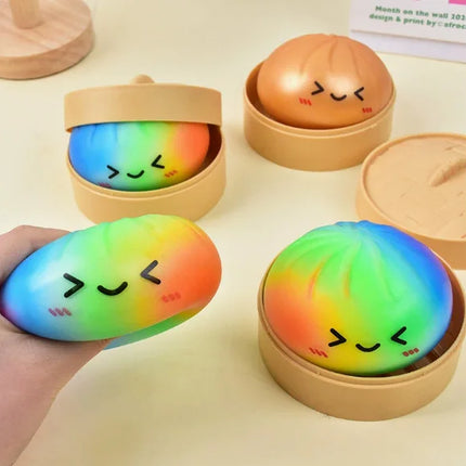 Simulated Colorful Dumpling Squishy Toys Slow Rising Stress Relief Fidget Ball, Soft Squeeze Decompression Toy for Adults & Kids