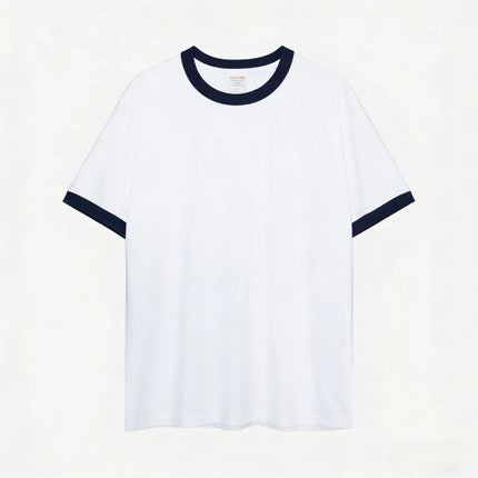 210G Heavy Cotton Men's T-shirt Edge-bumping O-Neck Short-sleeved Man T shirt Contrasting Color Splicing Men T-shirt Tops Tees