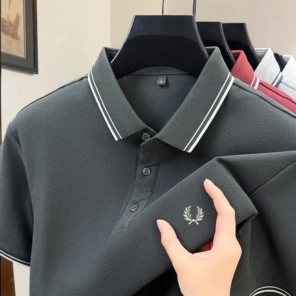 100% Pure Cotton High-End Brand Summer Designer Original Exquisite Embroidered Polo Shirt Men's Comfortable Casual Short Sleeve