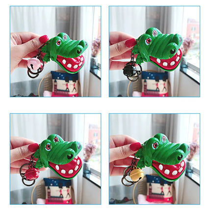 Funny Cute Cartoon Mouth Tooth Alligator Hand Keyring Children's Toy Biting Crocodile Game Keychain Women Men Gift Bag Pendant
