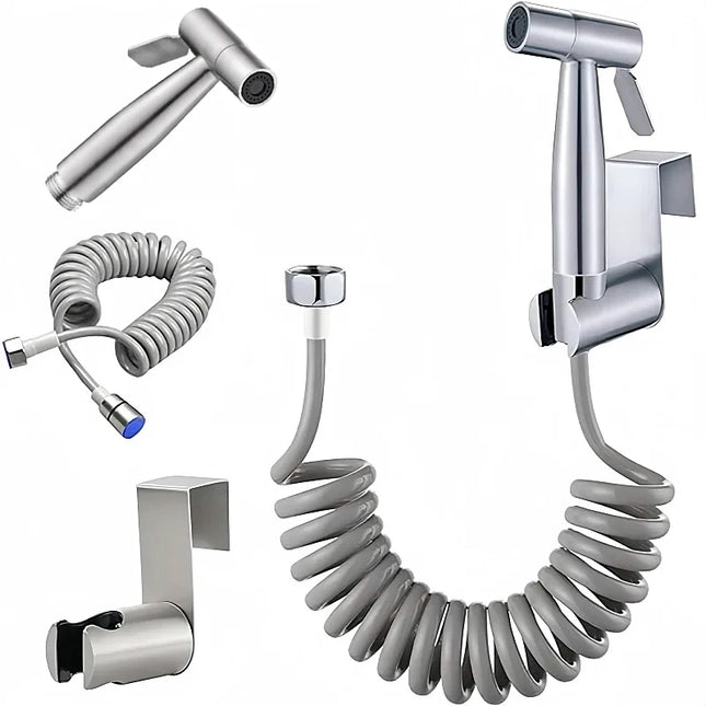Handheld Bidet Toilet Sprayer Kit  stainless steel spray gun with 3 Way Valve，bellows Used for personal hygiene and pet bathing