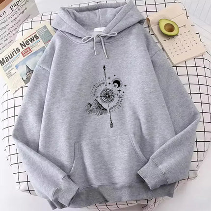 Hoodies Harajuku Moon Star Print Casual Hoodies Sweatshirts Fleece Men Women Tops Vintage Hoodie Sweatshirt