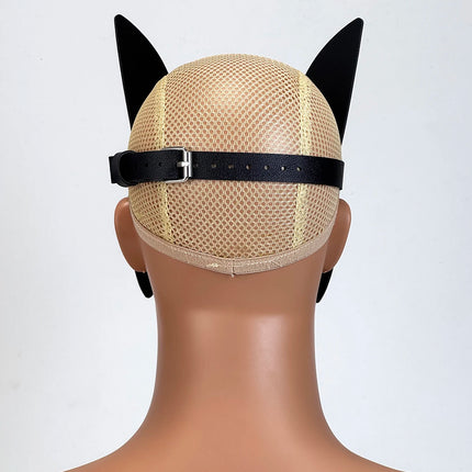 Gothic Punk Cat Mask, Half Face Harness Costume, Fetish Masquerade Cosplay Mask for Women Halloween Carnival Party Date Night