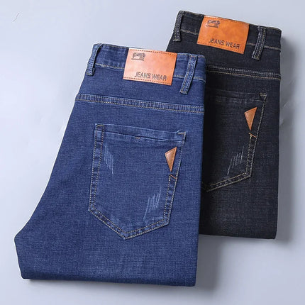 2026 Men NEW Men's Fashion Business Jeans Classic Style Casual Stretch Slim Jean Pants Male Brand Denim Trousers Black Blue Mens