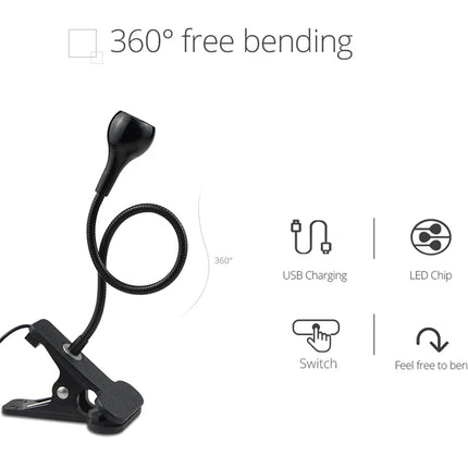 Flexible Table Lamp USB Power Lamp Reading Book Light With Holder Clip Study Reading Lamps Bedside Table Bedroom Decor Nightlamp