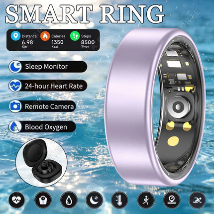 Smart Ring Blood Pressure Heart Rate Sleep Monitoring Smartring IP68 & 5ATM Waterproof Multi-sport Mode Smartring Man Women 2026