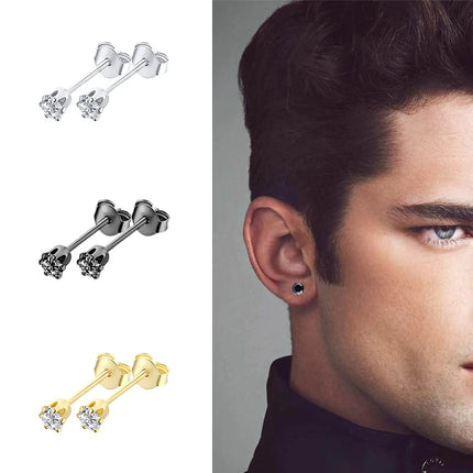 Stainless Steel CZ Crystal Ear Studs Black Silver Color Earrings Stone Surgical Steel Cubic Zirconia Helix Women Accessories