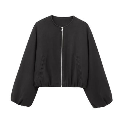 MUJER Red Zipper Bomber Jackets for Women Soft Cropped Jackets Woman 2025 Long Sleeve Woman's Sports Jacket New in Outerwears