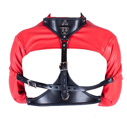 Leather Exposed Nipples Bra Straitjack Bondage Arm Restraints Sleeve Adult Training Tool Dog Collar for Couples BDSM Accessories