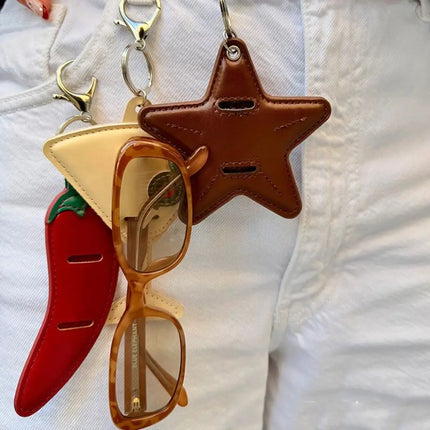 Cute Hanger Pentagram Star Keychain DIY Multi Functional Bag Charm Korean Creative Glasses Storage Clip Bag Pendant
