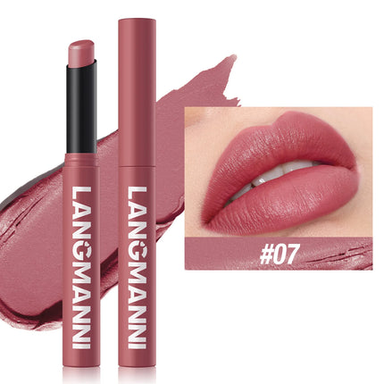 12 Color Matte Lipstick Pencil Waterproof Long Lasting Non-Stick Cup Lip Stain Tint Cosmetic Nude Lipstick Pen Makeup Cosmetics