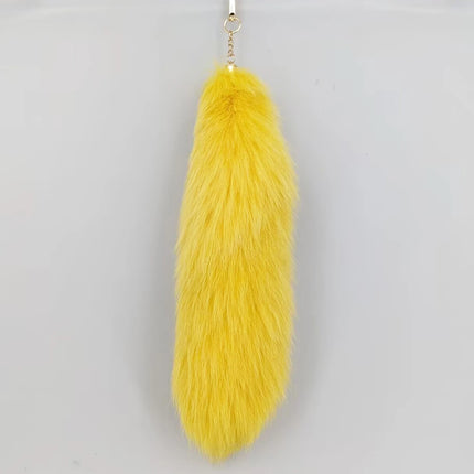natural fox fur tail keychain furry 2024 chic y2k  beautiful accessory length 40 cm Car Keychains For Women
