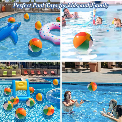 3pcs Summer Inflatable Beach Balls Rainbow Striped Inflatable Pool Balls for Pool Party & Beach Games Adults Kids Outdoor Play