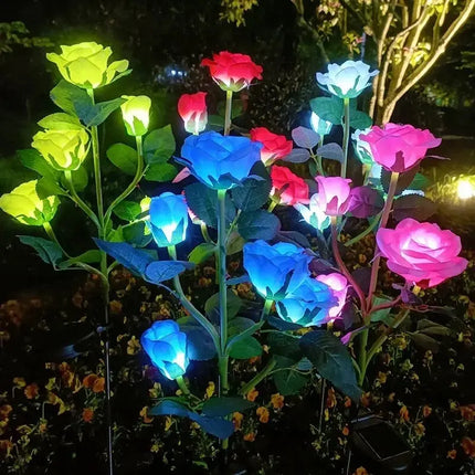1PC Solar 5-Head Rose Flower LED Light,Outdoor Plug-in Decoration Lights,Landscape Lightting For Garden Lawn Yard Path Graveyard