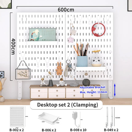Home & Office Desktop Pegboard: Height-Adjustable Standing Storage Rack for Supplies, Also for Decorative Figurine Display