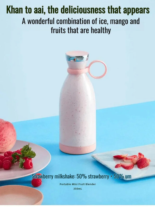 Portable Electric Blender Juicer Cup with 6 Stainless Steel Blades, USB Rechargeable, 380ml Mini Blender Juicer for Outdoor Travel