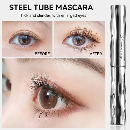 Waterproof Metallic Tube Mascara Black Silk Fiber Long Curling Non-Clumping Eyelash Extensions Spiral Makeup for Eyes