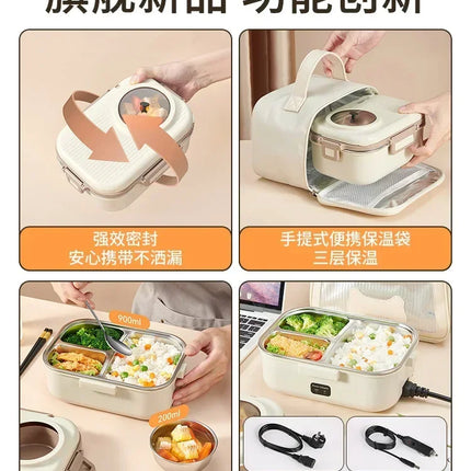 12V 24V Car Electric Lunch Box Portable Heating Rice Cooker Truck Food Warmer Insulated Cooking Pot for Hot Meal