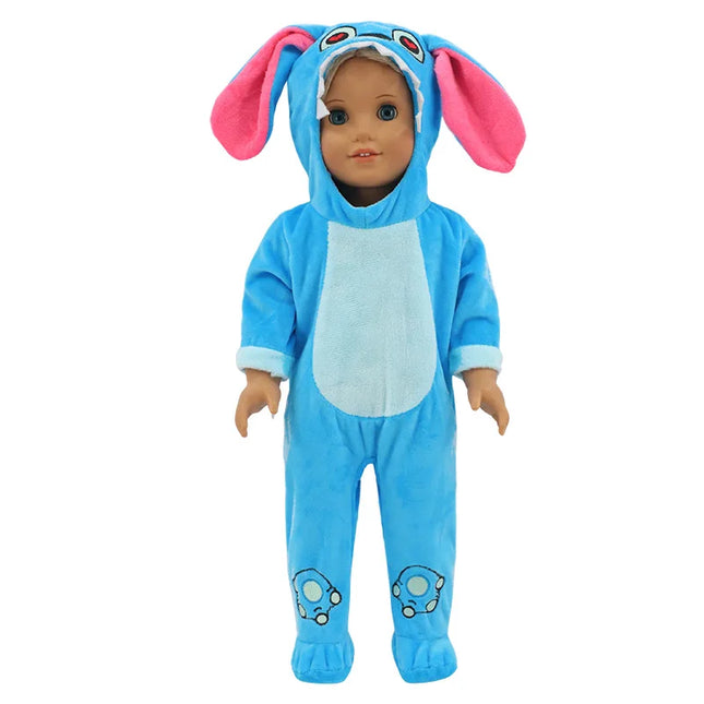 Summer Short Sleeved Set Animal Pattern Jumpsuit Pajamas For 43cm Baby Doll&18inch American Doll Accessories,Our Generation Gift