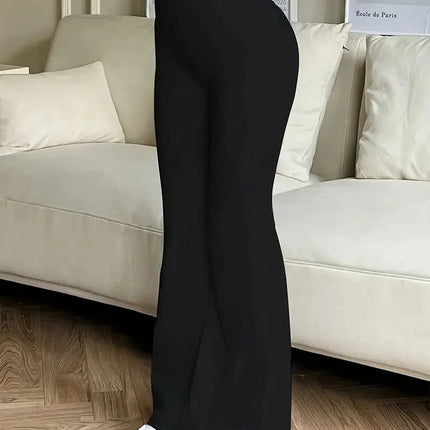 Women's High-Waisted Yoga Flared Pants Black Sexy Leggings Casual Trousers Comfortable Stretchy Bottoms for Fitness And Exercise