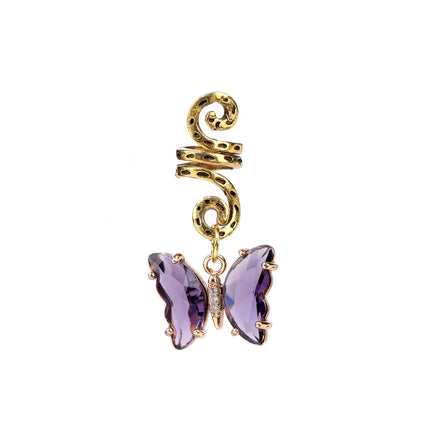 Natural Chip Stone Pendant Hair Accessories For Women Girl Wire Wrapped Hair Twists Spiral Hair Cuff Clips Headwear Dreadlock