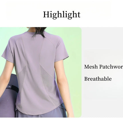 DRUR Sports Tops Women Quick Dry Workout Tshirt Running Yoga Gym Activewear Summer Short Sleeve Breathable Fitness Wear New