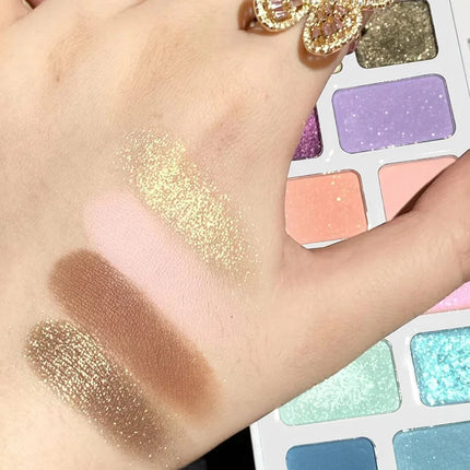 DIKALU 16 Color Eyeshadow Palette Professional Women Makeup Long-Lasting Pearly Shiny Pink Blue Green Eye Shadow Palette Glitter