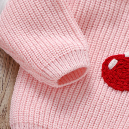 Baby Sweaters Knit Cute Cherry Pattern Newborn Infant Girls Crew Neck Long Sleeve Pullovers Knitwear 1-3Y Toddler Jumper Clothes