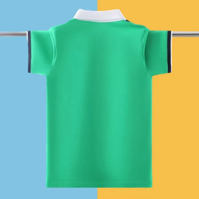 Kids Cotton Turn-Down Collar Polo Summer Children's Short Sleeve Tops Shirt For Teenager Boys 5 7 9 11 13 15 Year Wear