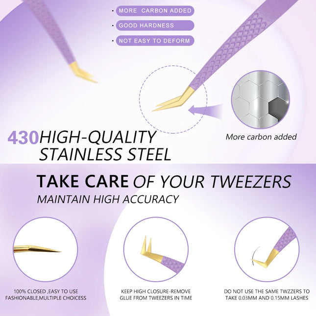AILEISHI Eyelashes Tweezers Stainless Steel Superhard Tweezers High Precision Anti-static Tweezers For Eyelash Extensions Tools