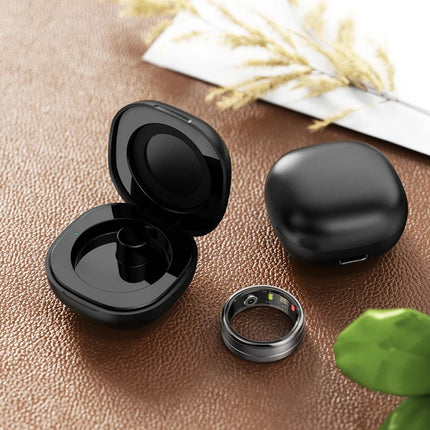 R06 Smart Ring Men Women with Charging Case,Heart Rate and Blood Oxygen Monitor,5ATM Waterproof,Multi-Sport Mode For Andriod IOS