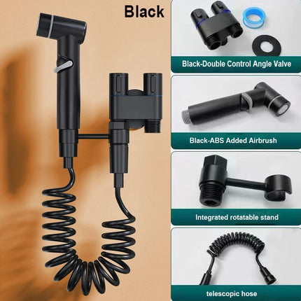 Hygienic Shower Toilet Bidet Sprayer Shower Head Double Outlet Angle Valve Wall-Mounted Double Outlet Bidet Toilet Accessories